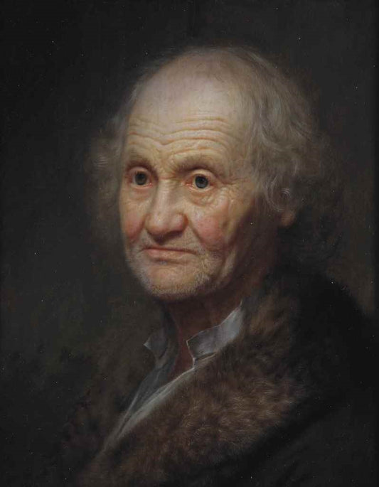 Portrait of an Old Man in a Fur-Trimmed Coat, vintage artwork by Balthasar Denner, 12x8" (A4) Poster