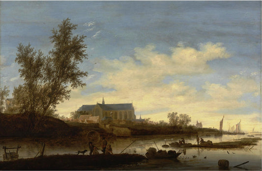 A View of Alkmaar with the Sint Laurenskerk from the North, vintage artwork by Salomon van Ruysdael, 12x8" (A4) Poster
