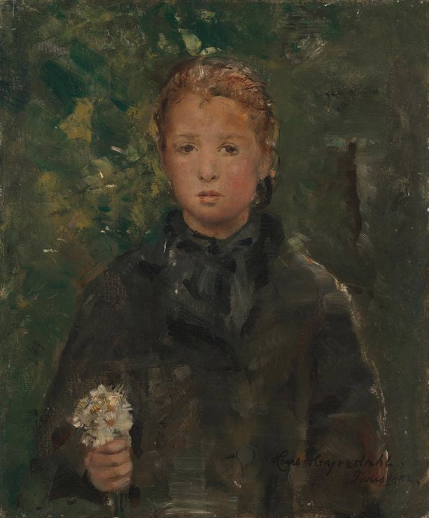Portrait of a Girl with a Bunch of Flowers by Hans Heyerdahl,A3(16x12")Poster