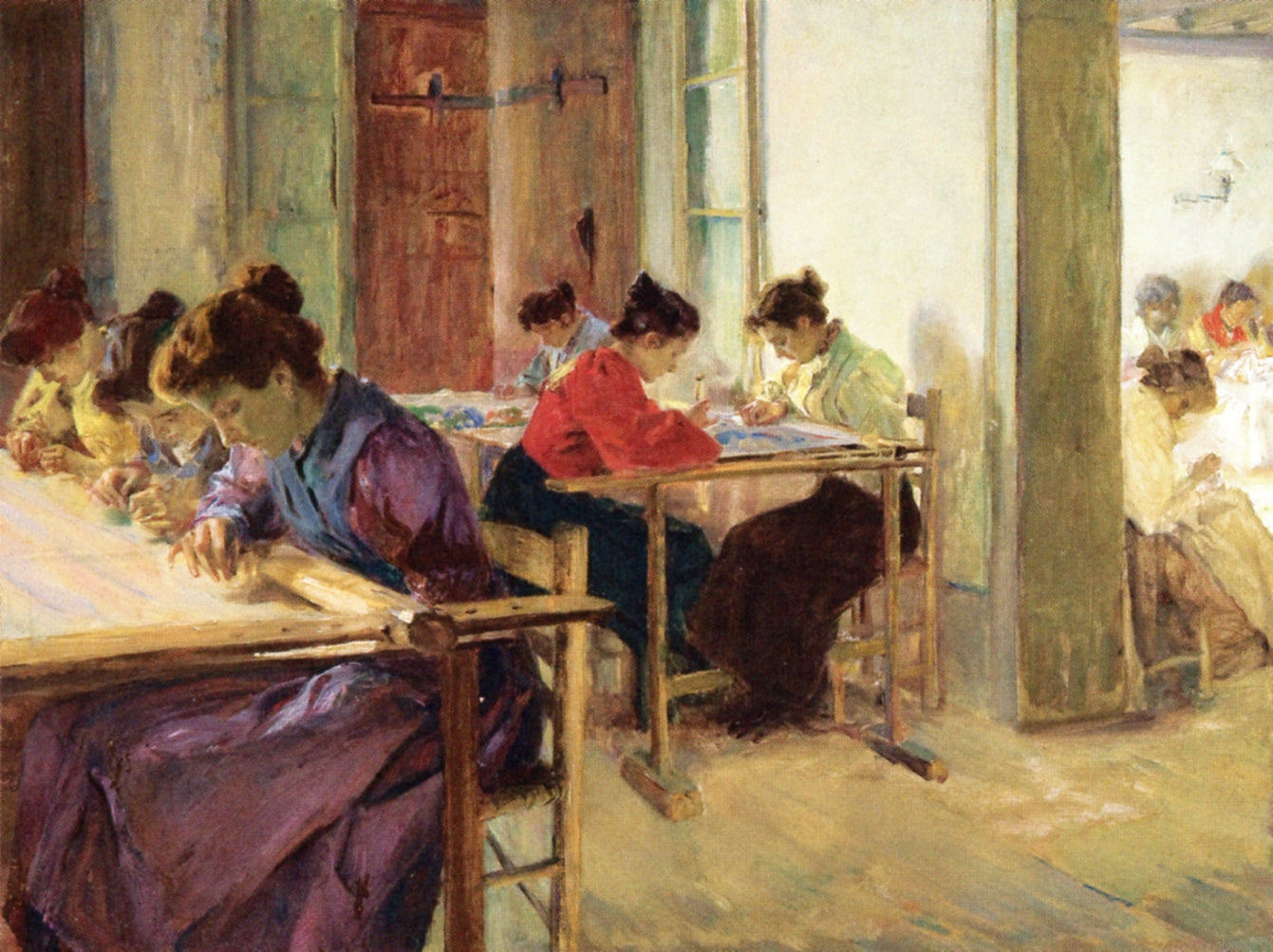 The Weavers, vintage artwork by Walter Gay, 12x8" (A4) Poster