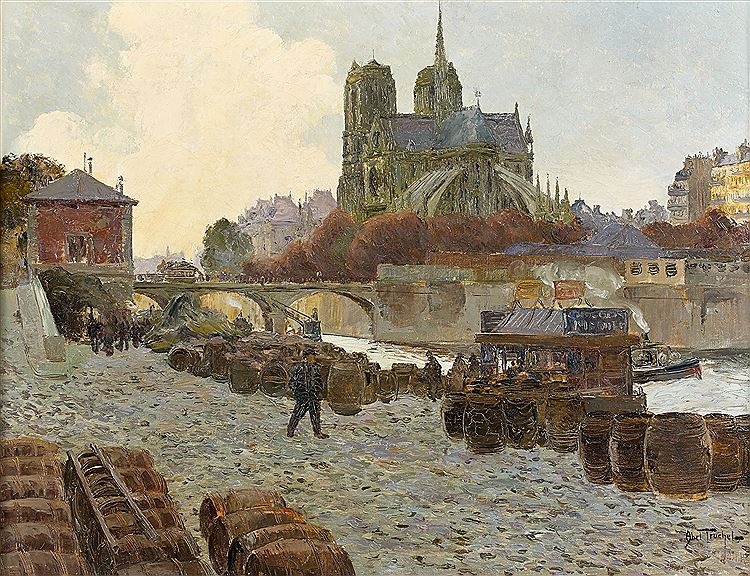 Notre Dame, vintage artwork by Louis Abel-Truchet, 12x8" (A4) Poster