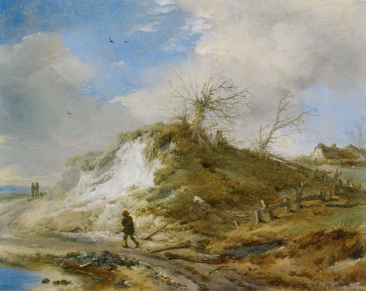 Dune Landscape with Figures, vintage artwork by Philips Wouwerman, 12x8" (A4) Poster