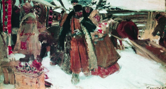 At the Market by Boris Mikhailovich Kustodiev,16x12(A3) Poster