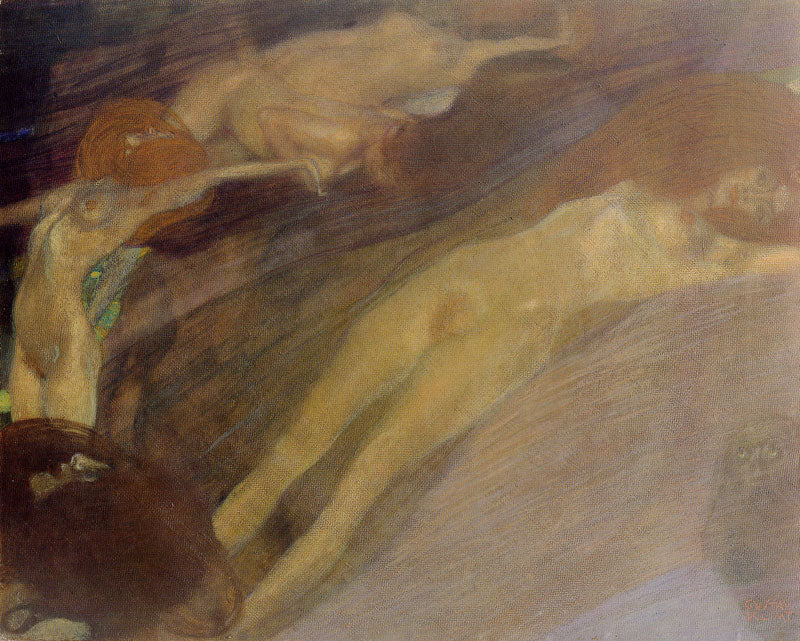Bewegte Wasser, vintage artwork by Gustav Klimt, 12x8" (A4) Poster