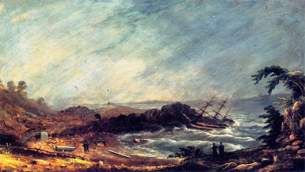 Shipwreck at Pond Cove, Cape Elizabeth, vintage artwork by Charles Codman, A3 (16x12") Poster Print