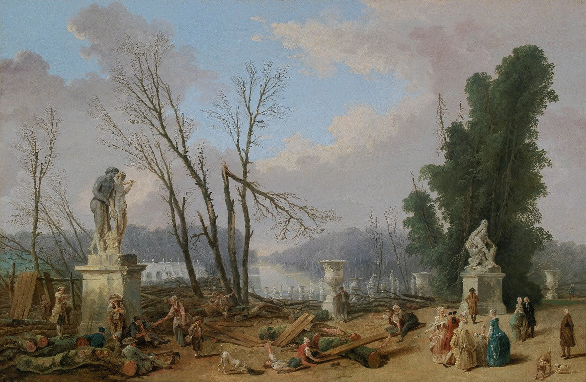 Le Tapis Vert, vintage artwork by Hubert Robert, 12x8" (A4) Poster