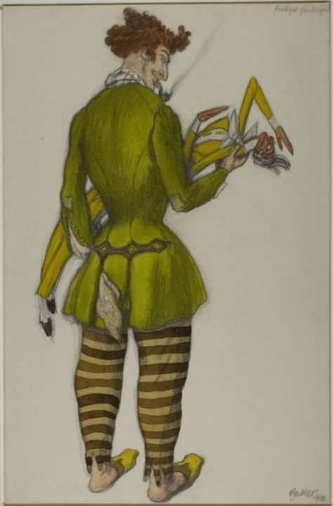 Costume Design for Man in a Green Jacket, for Ballet Boutique Fantasque, vintage artwork by Leon Bakst, 12x8" (A4) Poster