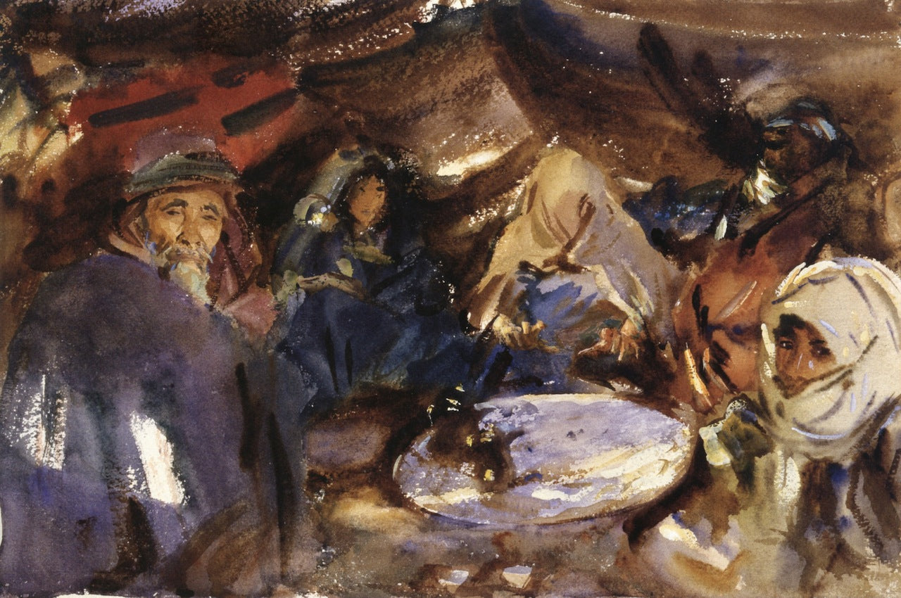 Arab Gypsies in a Tent, vintage artwork by John Singer Sargent, 12x8" (A4) Poster