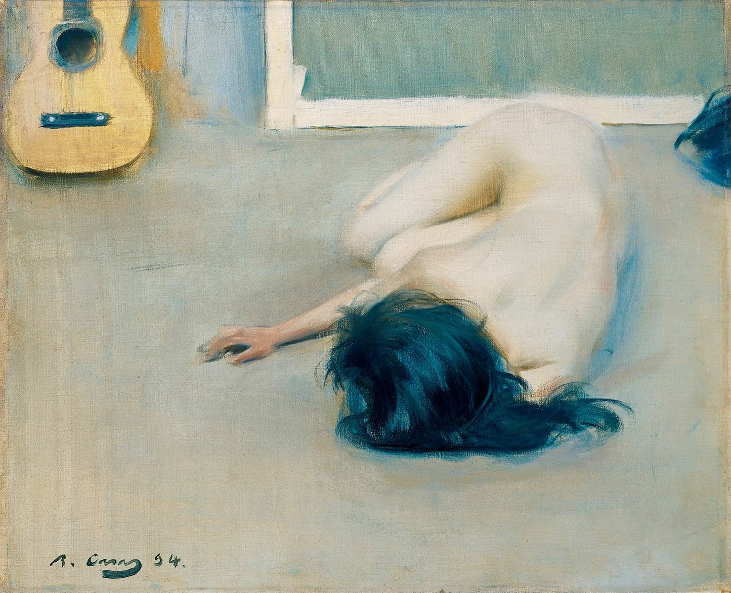 Nude with Guitar by Ramon Casas y Carbo,A3(16x12")Poster