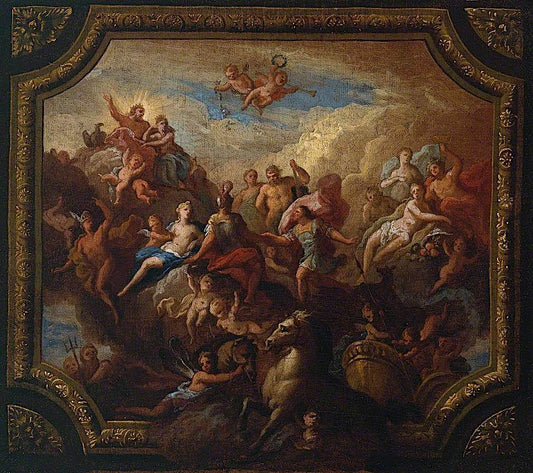 The Apotheosis of Romulus: Sketch for a Ceiling Decoration, vintage artwork by James Thornhill, 12x8" (A4) Poster
