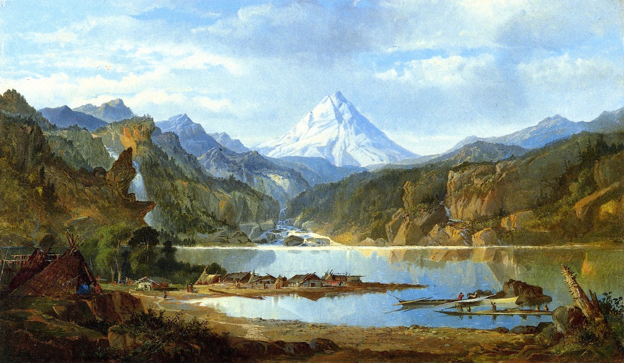 Mountain Landscape with Indians, vintage artwork by John Mix Stanley, A3 (16x12") Poster Print