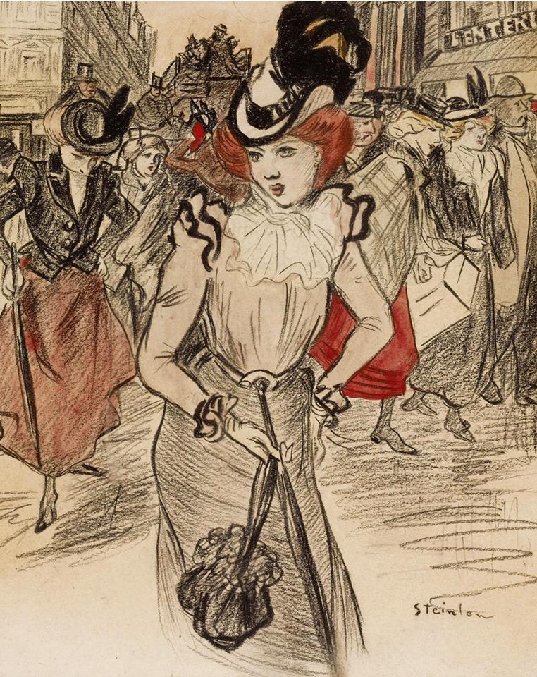 Elegant woman in Paris by Theophile-Alexandre Steinlen,A3(16x12")Poster