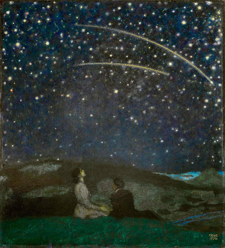 Falling Stars, vintage artwork by Franz von Stuck, 12x8" (A4) Poster