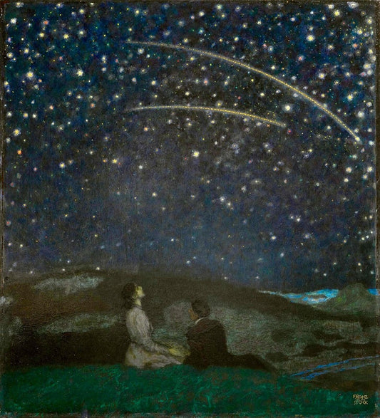 Falling Stars, vintage artwork by Franz von Stuck, 12x8" (A4) Poster