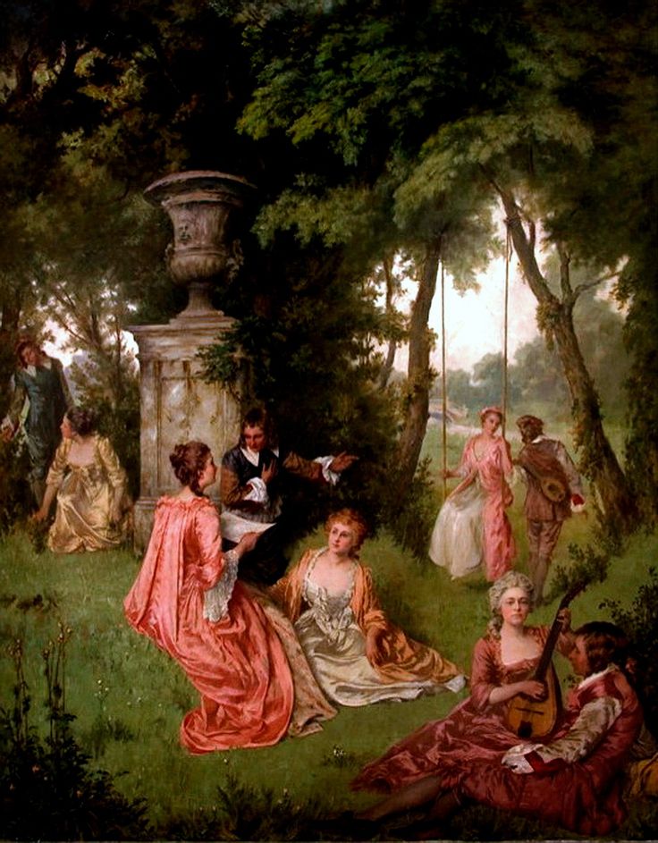La fete galante, vintage artwork by Walter MacEwen, 12x8" (A4) Poster