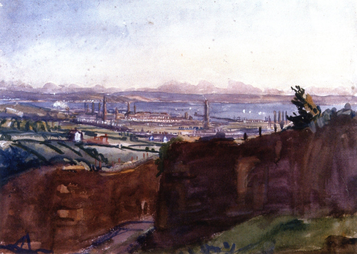 Llanelli from the Furnace Quarry, vintage artwork by James Dickson Innes, 12x8" (A4) Poster