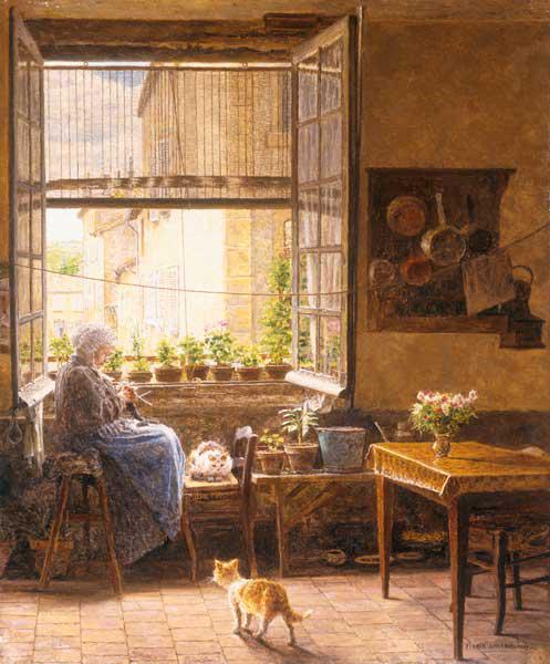 A quiet afternoon, vintage artwork by Marie-Francois Firmin-Girard, 12x8" (A4) Poster