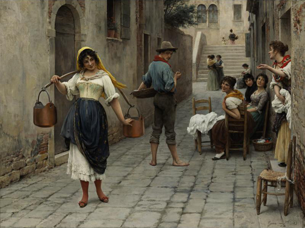 Catch of the Day, vintage artwork by Eugene von Blaas, 12x8" (A4) Poster