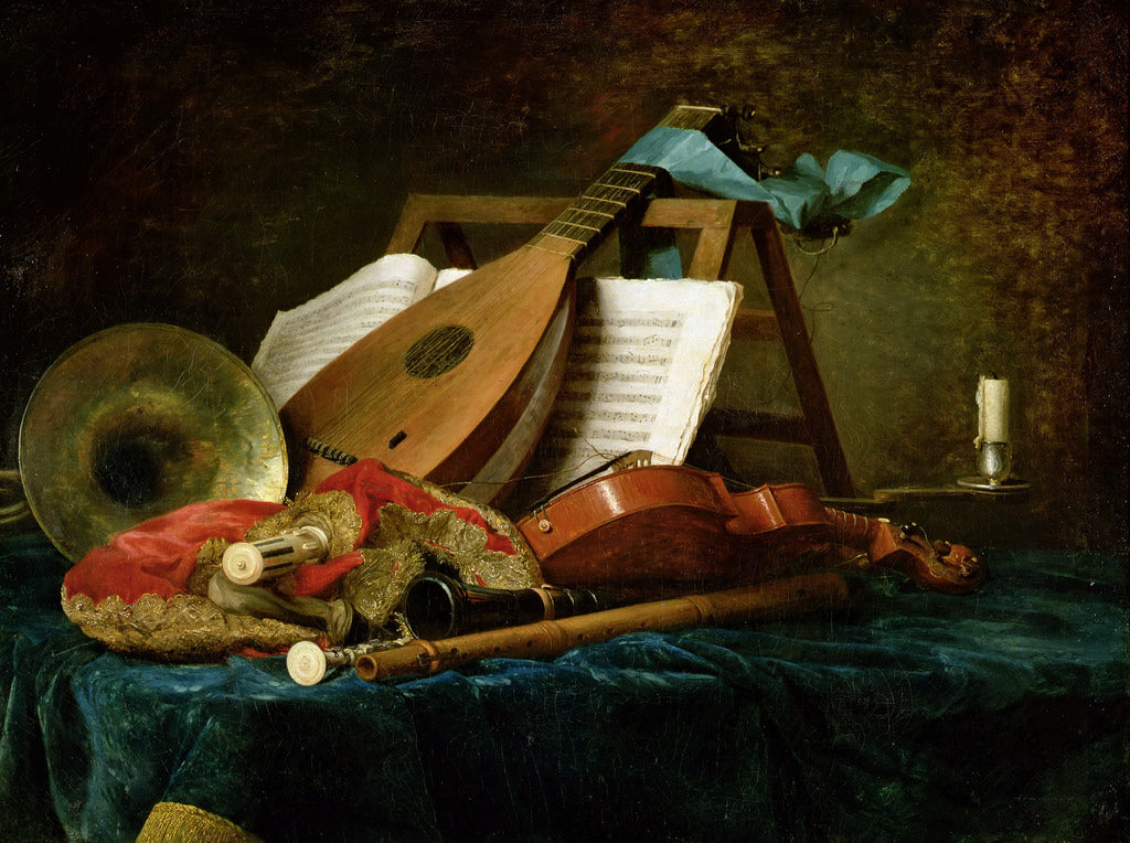 Attributes of Music, vintage artwork by Anne Vallayer-Coster, 12x8" (A4) Poster