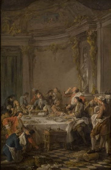 The Oyster Dinner, vintage artwork by Jean-François de Troy, 12x8" (A4) Poster