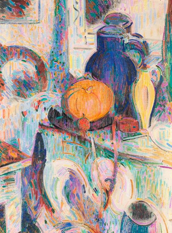 Still life with pumpkin and blue jug by Curt Herrmann,A3(16x12")Poster