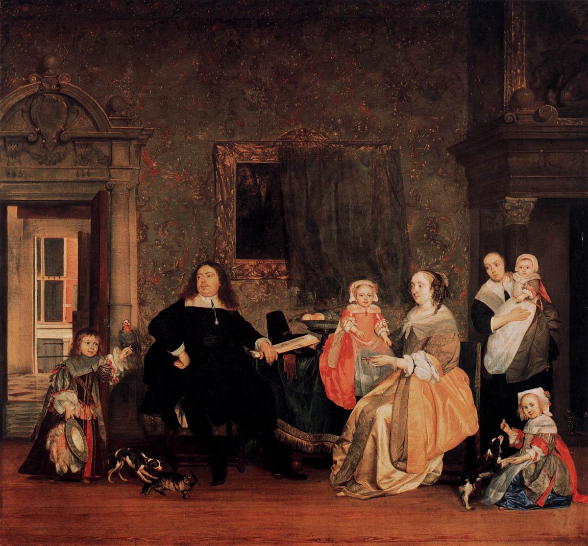 Portrait of Jan Jacobsz. Hinlopen and His Family, vintage artwork by Gabriël Metsu, 12x8" (A4) Poster