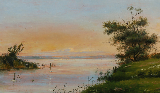 View from Arresø, Morning, vintage artwork by Thorald Brendstrup, A3 (16x12") Poster Print