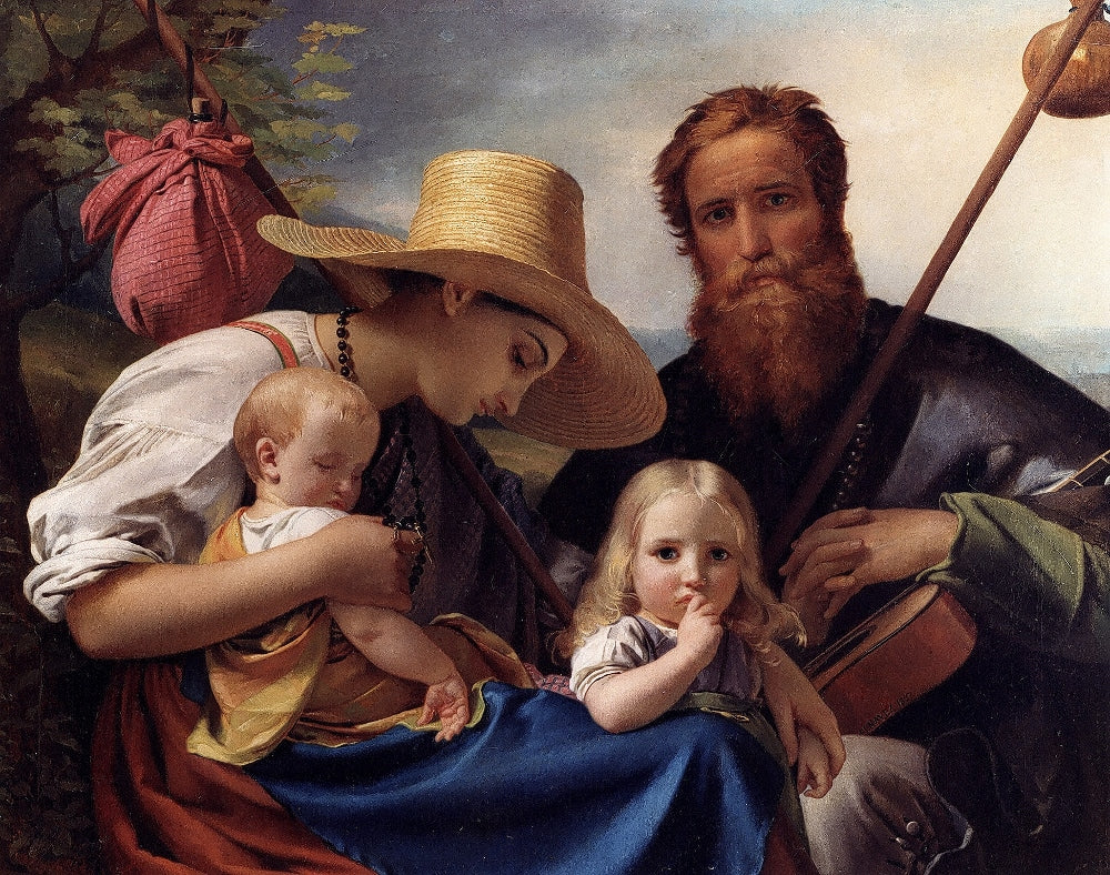 Le repos des pèlerins, vintage artwork by François Joseph Navez, 12x8" (A4) Poster