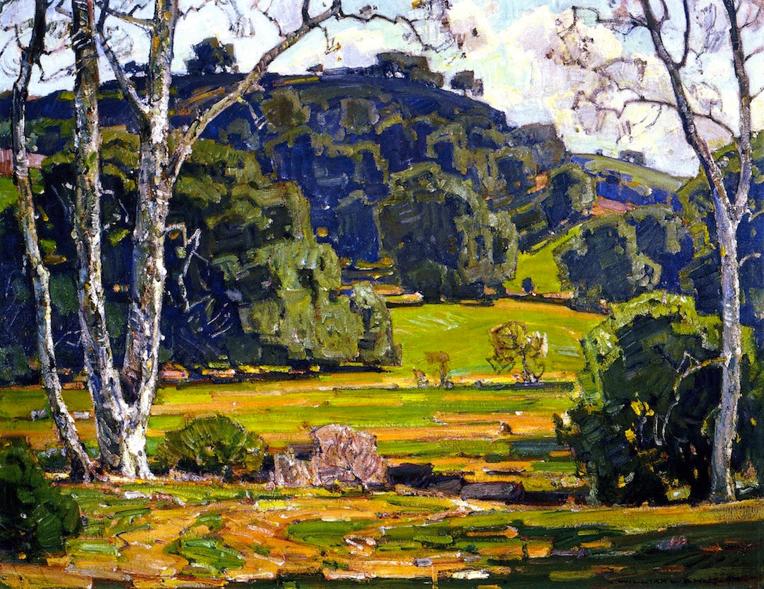Beloved Oaks and Sycamores, vintage artwork by William Wendt, 12x8" (A4) Poster