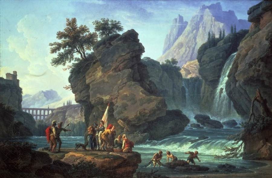 The Cascade, vintage artwork by Claude-Joseph Vernet, 12x8" (A4) Poster