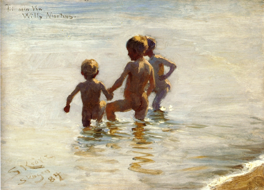 A Summer's Day at Skagen South Beach, vintage artwork by Peder Severin Kroyer, 12x8" (A4) Poster