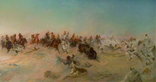 The Dorset Yeomen at Agagia, 26 February 1915, vintage artwork by Elizabeth Southerden Thompson Butler, 12x8" (A4) Poster