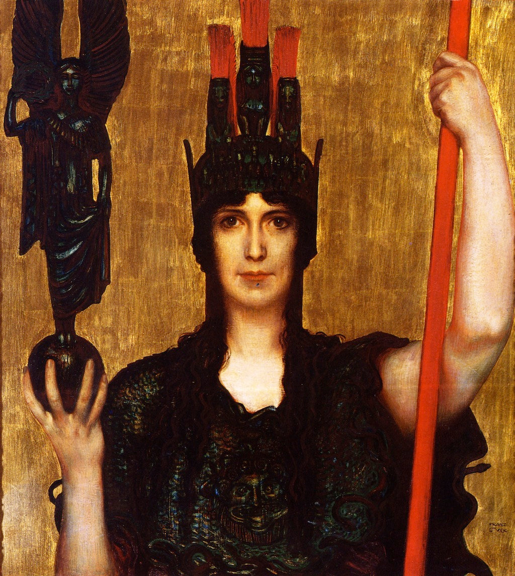 Pallas Athene, vintage artwork by Franz von Stuck, 12x8" (A4) Poster