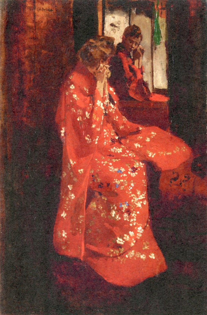 l in a Red Kimono before a MIrror by George Hendrik Breitner,A3(16x12")Poster