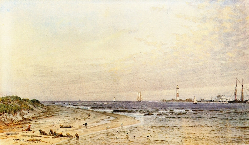 Barnegat Light at Barnegat Inlet, New Jersey, vintage artwork by William Trost Richards, 12x8" (A4) Poster