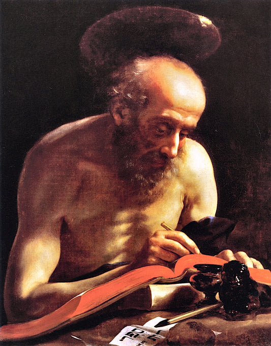 Saint Jerome Writing, vintage artwork by Carlo Dolci, 12x8" (A4) Poster