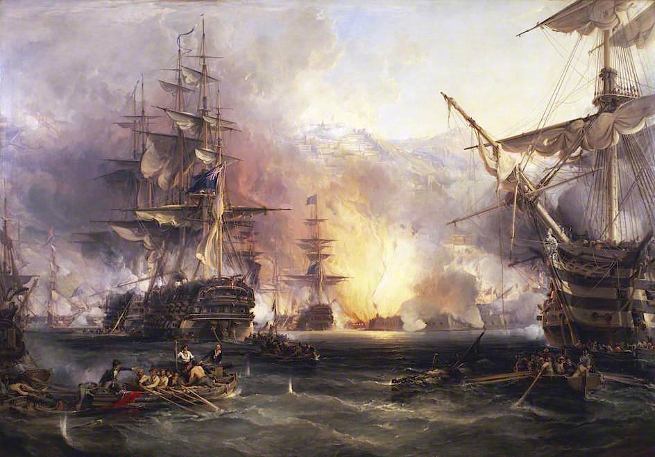 The Bombardment of Algiers, 27 August 1816, vintage artwork by George Paul Chambers, Sr., A3 (16x12") Poster Print