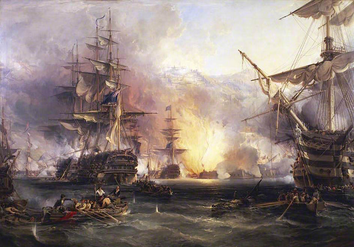 The Bombardment of Algiers, 27 August 1816, vintage artwork by George Paul Chambers, Sr., A3 (16x12