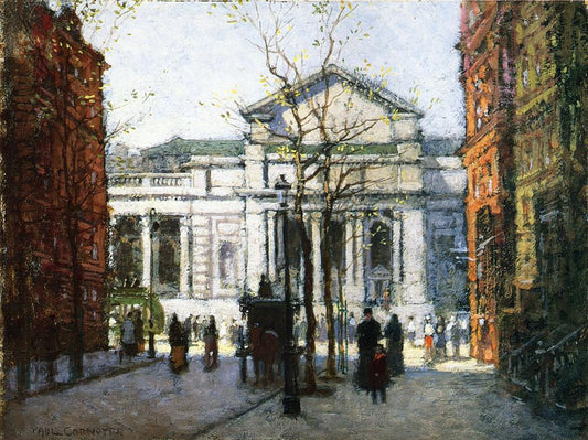 The New York Library, vintage artwork by Paul Cornoyer, 12x8" (A4) Poster