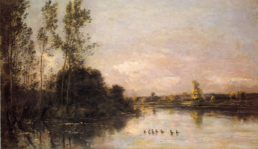 Ducklings in a River Landscape, vintage artwork by Charles-François Daubigny, A3 (16x12") Poster Print