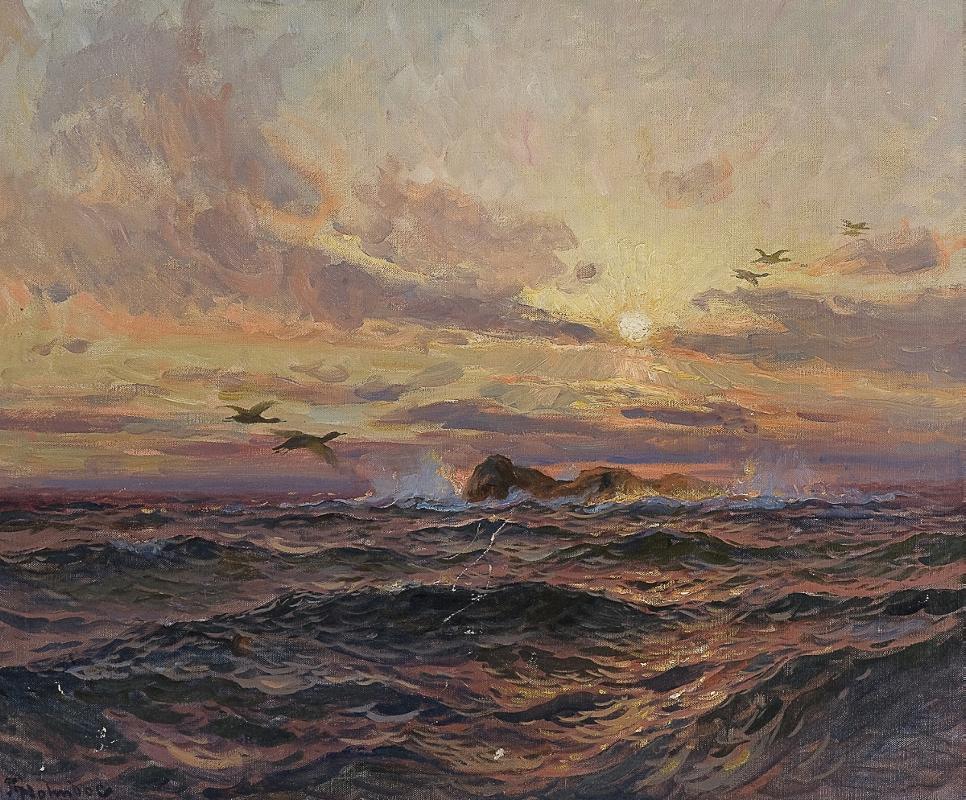 The Cliff, vintage artwork by Thorolf Holmboe, 12x8" (A4) Poster