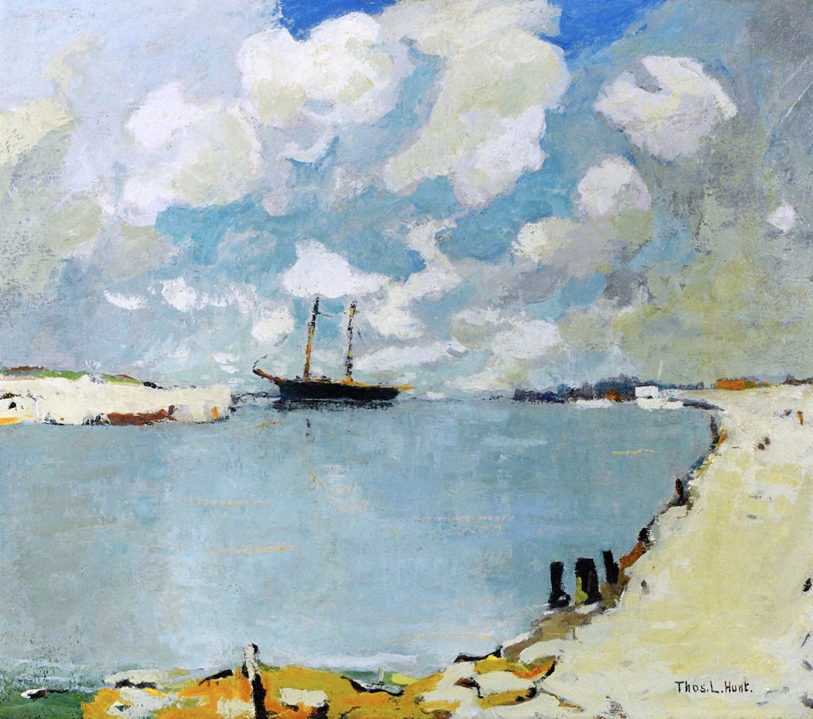 Reflection Boats, vintage artwork by Thomas L. Hunt, 12x8" (A4) Poster