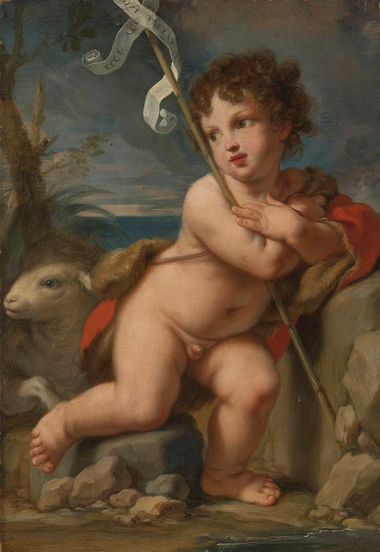 Young Saint John the Baptist, vintage artwork by Elisabetta Sirani, 12x8" (A4) Poster