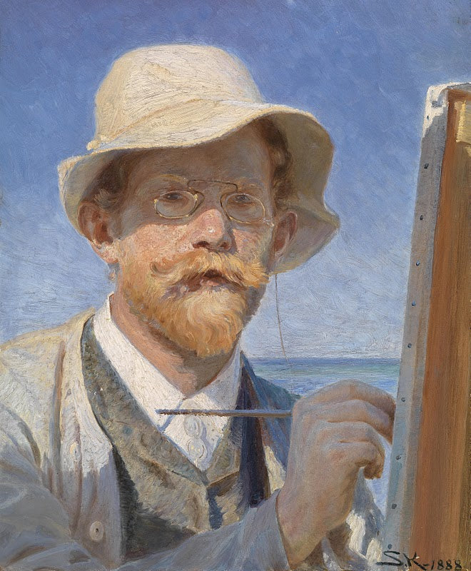 Self portrait, vintage artwork by Peder Severin Kroyer, 12x8" (A4) Poster