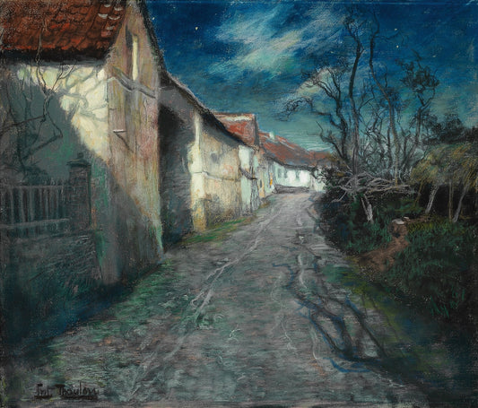 Moonlight in Beaulieu, vintage artwork by Fritz Thaulow, 12x8" (A4) Poster