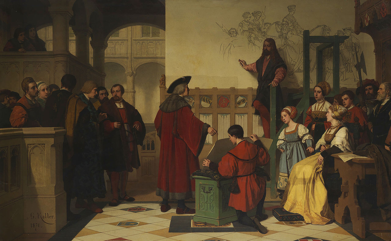 Albrecht Dürer Visited by  Emperor Maximilian, vintage artwork by Wilhelm Koller, 12x8" (A4) Poster
