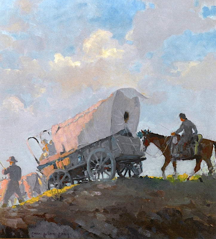 Wagon Train, vintage artwork by Carl Oscar Borg, 12x8" (A4) Poster