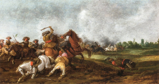 A Cavalry Encounter, vintage artwork by Palamedes Palamedesz I, 12x8" (A4) Poster