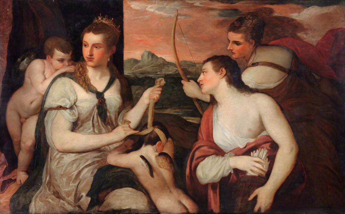 The Binding of Cupid (after Titian), vintage artwork by Henry Howard, 12x8" (A4) Poster