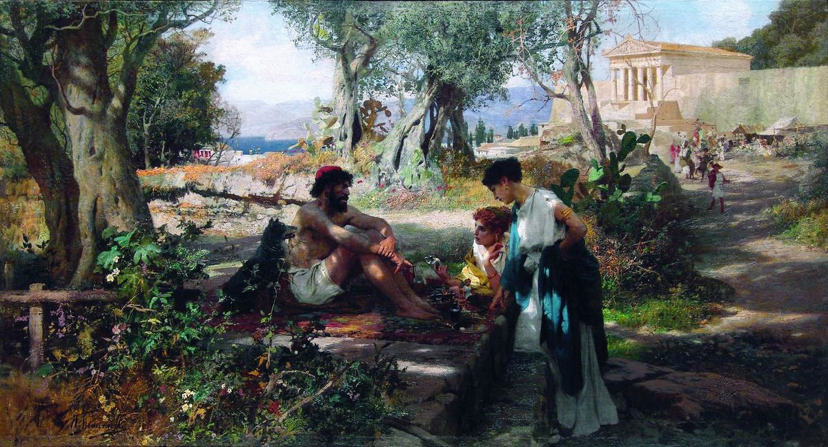 The Greek Vendor, vintage artwork by Hendryk Siemiradzki, 12x8" (A4) Poster